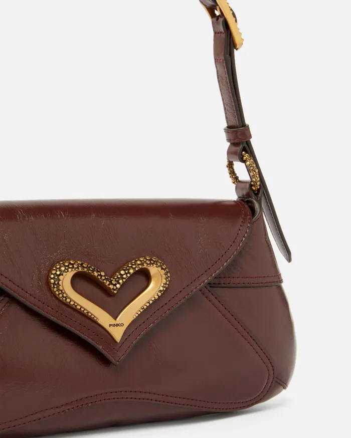 Pinko Vintage Leather 520 Shoulder Bag Choc Bitterantiquegold Women Shoulder Bags