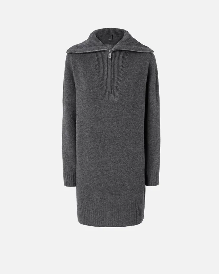 Pinko Wool And Cashmere High Neck Mini Dress Greycrow Women Dresses