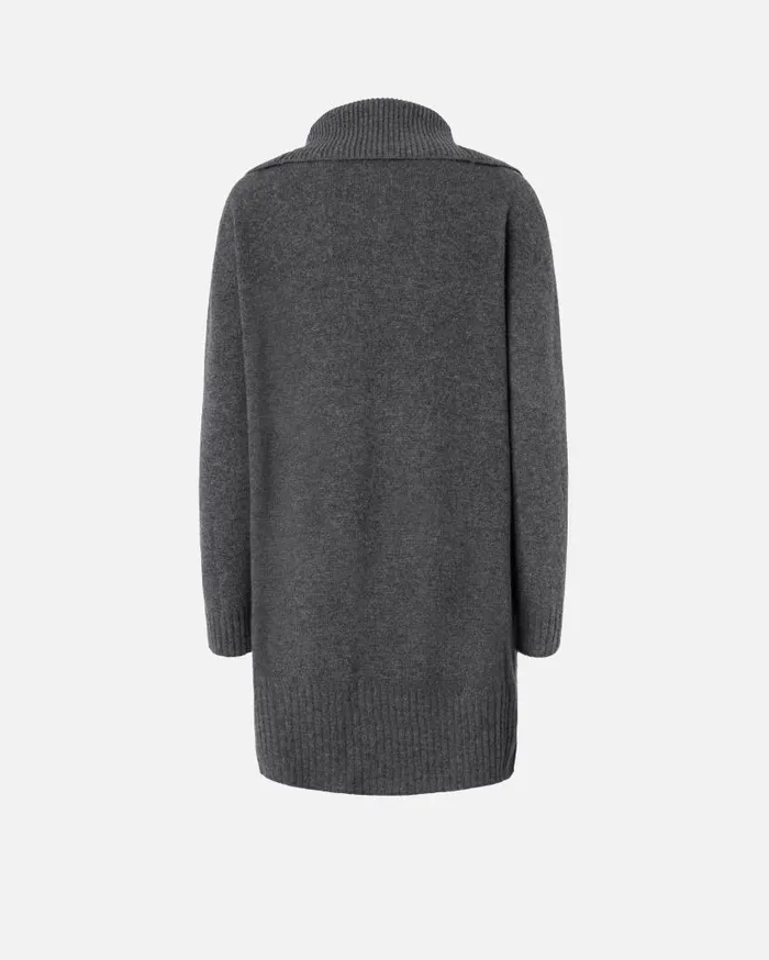 Pinko Wool And Cashmere High Neck Mini Dress Greycrow Women Dresses