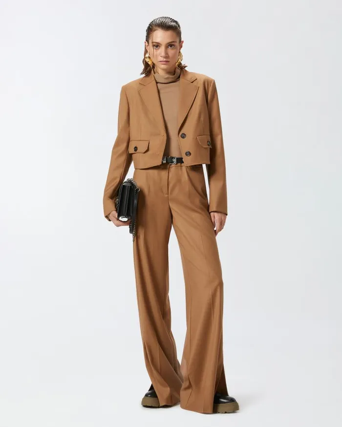Pinko Wool And Silk Turtleneck Sweater Beige 8211 Light Brown Women Knitwear