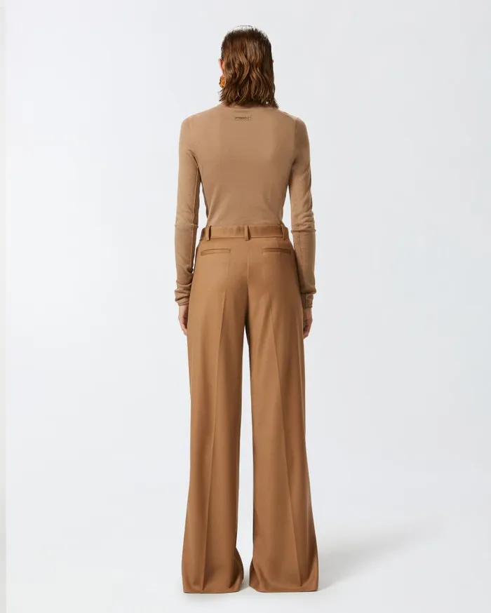 Pinko Wool And Silk Turtleneck Sweater Beige 8211 Light Brown Women Knitwear