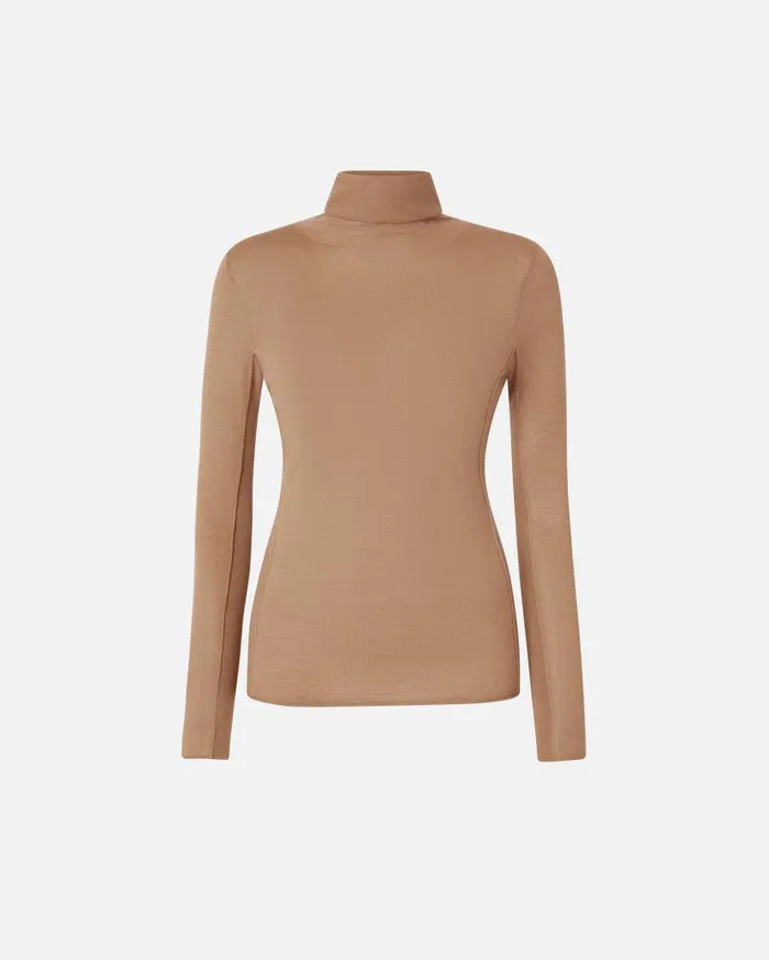 Pinko Wool And Silk Turtleneck Sweater Beige 8211 Light Brown Women Knitwear