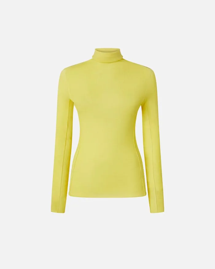 Pinko Wool And Silk Turtleneck Sweater Spotlight Yellow Women Knitwear