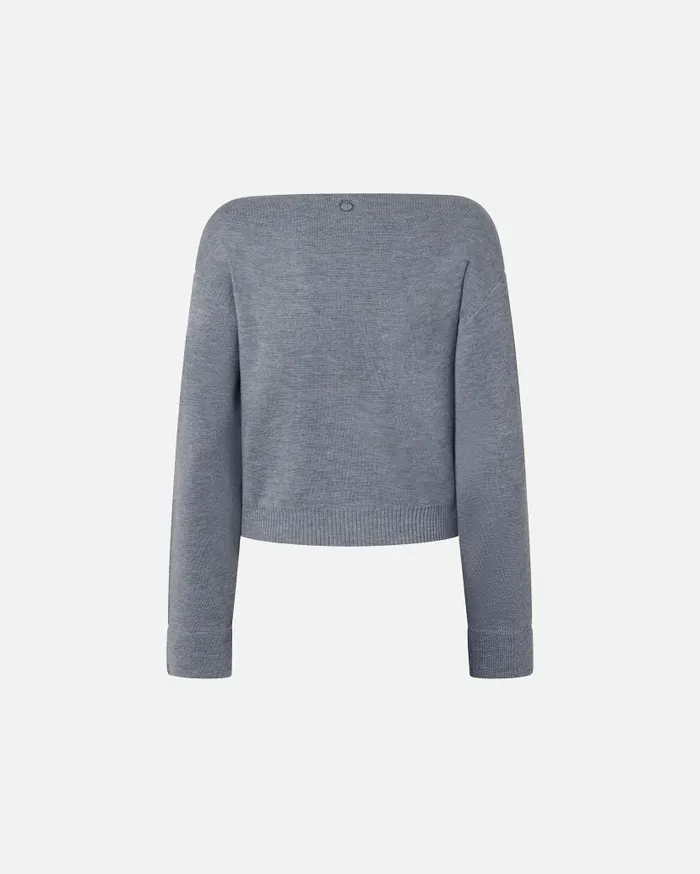 Pinko Wool Sweater With Boat Neckline Folklore Grey Women Knitwear