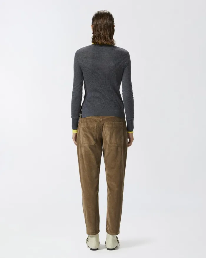 Pinko Wool Sweater With Side Buttons Greycrow Women Knitwear