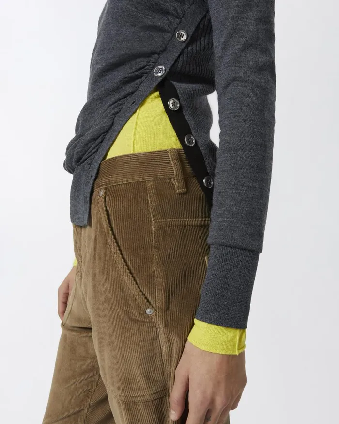 Pinko Wool Sweater With Side Buttons Greycrow Women Knitwear