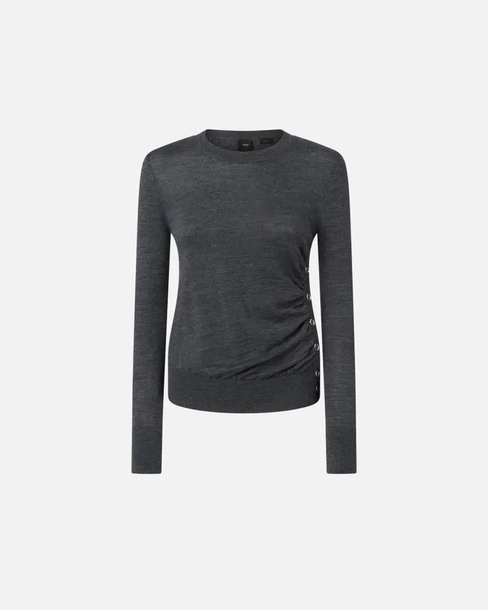 Pinko Wool Sweater With Side Buttons Greycrow Women Knitwear