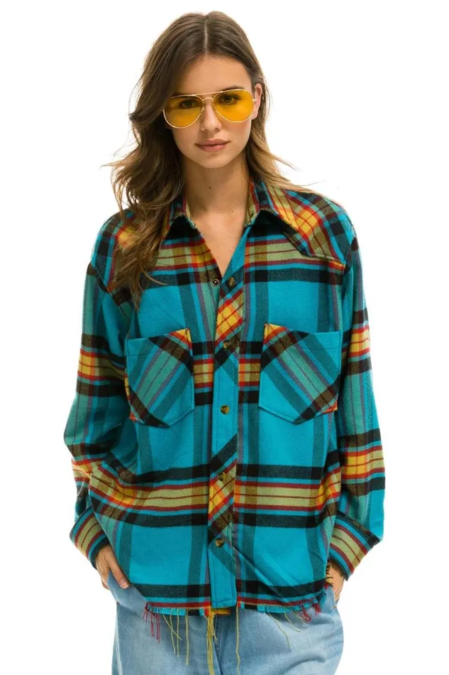 PLAID FLANNEL WESTERN SHIRT 8211 JACKSON PLAID Women Aviator Nation Tees