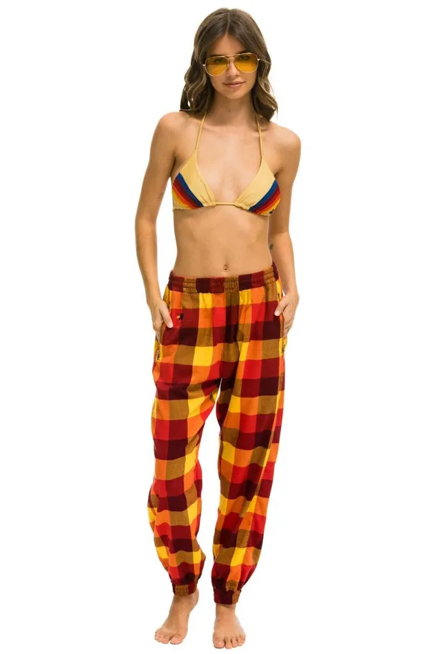 PLAID LODGE PANT 8211 SURFY PLAID Women Aviator Nation Sweatpants