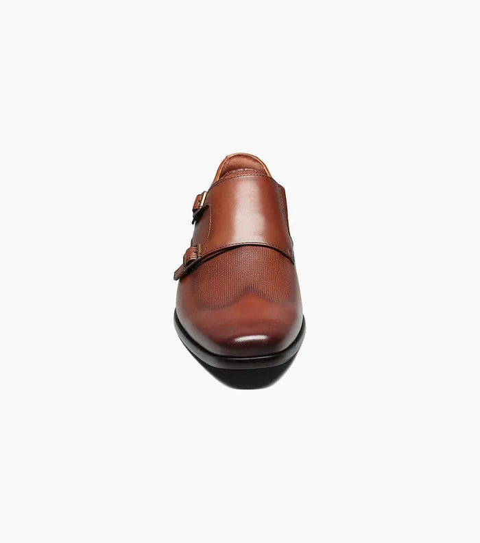 Postino Wingtip Monk Strap Cognac Men Florsheim Dress Shoes