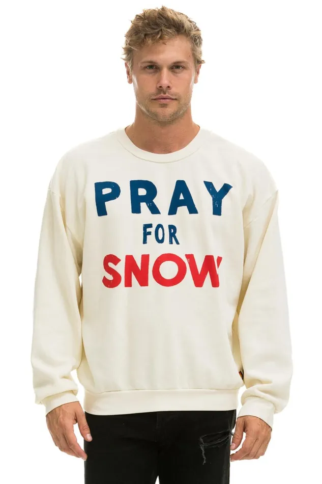PRAY FOR SNOW RELAXED CREW SWEATSHIRT 8211 VINTAGE WHITE Women Aviator Nation Sweatshirts