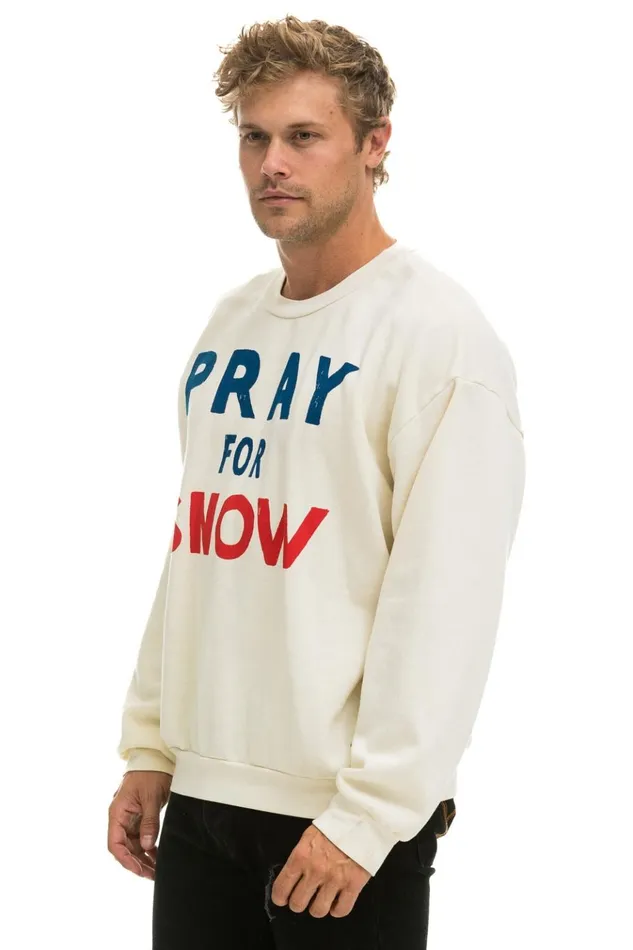 PRAY FOR SNOW RELAXED CREW SWEATSHIRT 8211 VINTAGE WHITE Women Aviator Nation Sweatshirts