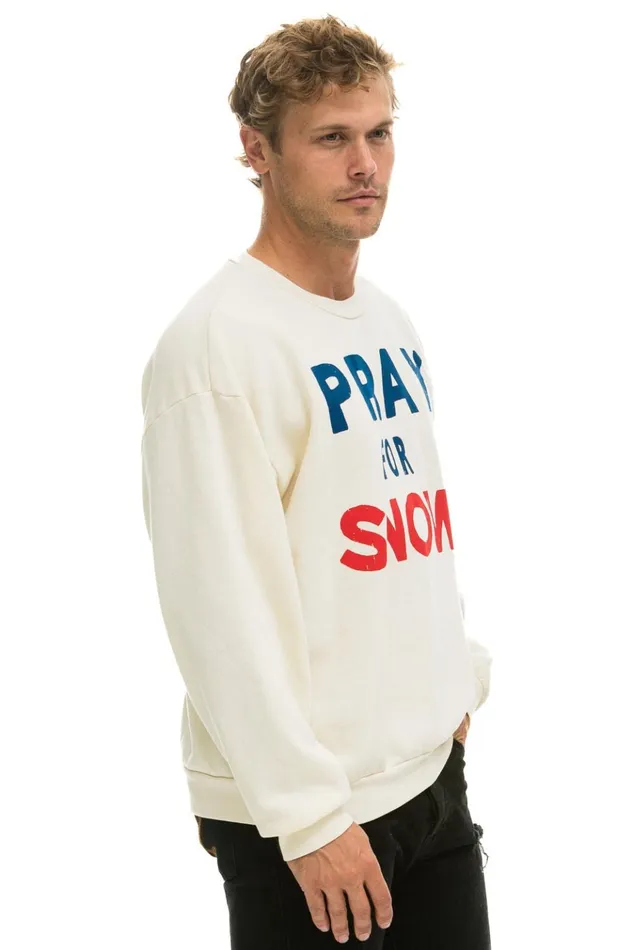 PRAY FOR SNOW RELAXED CREW SWEATSHIRT 8211 VINTAGE WHITE Women Aviator Nation Sweatshirts