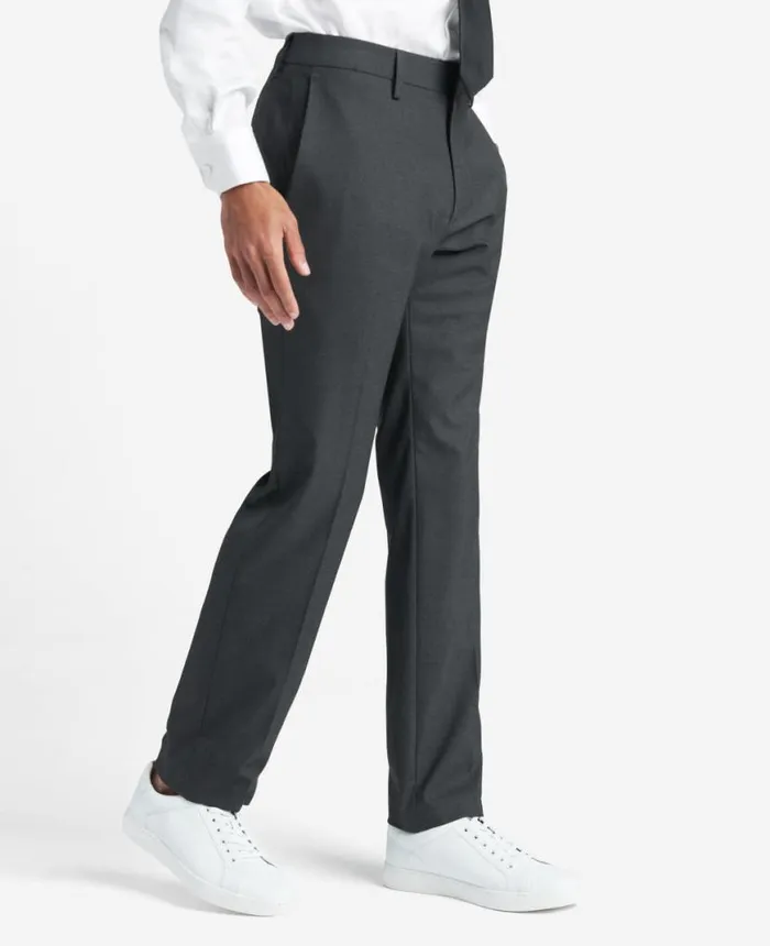 Premium Stretch Twill SlimFit Flex Waistband Dress Pant Dk Htr Grey Men Kenneth Cole Dress Pants