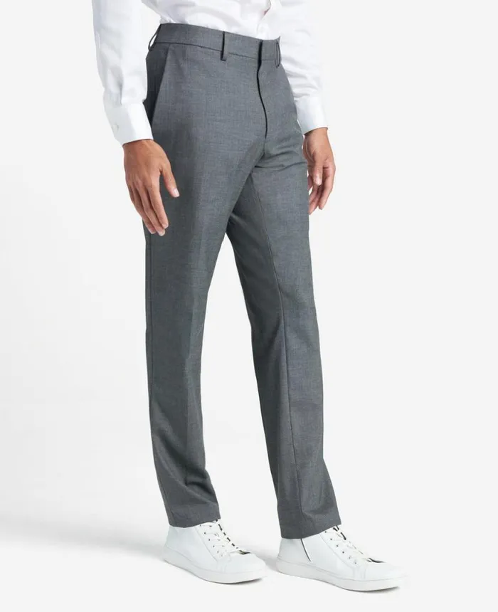 Premium Stretch Twill SlimFit Flex Waistband Dress Pant Med Grey Men Kenneth Cole Dress Pants
