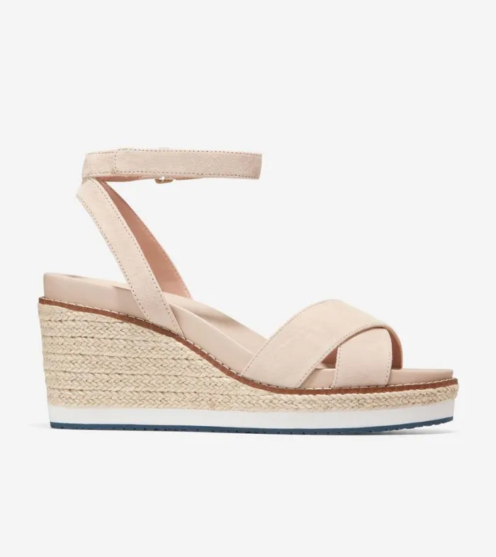 Pumps and Wedges Women Cole Haan Cloudfeel Espadrille Wedge Sandal Sesame Suede