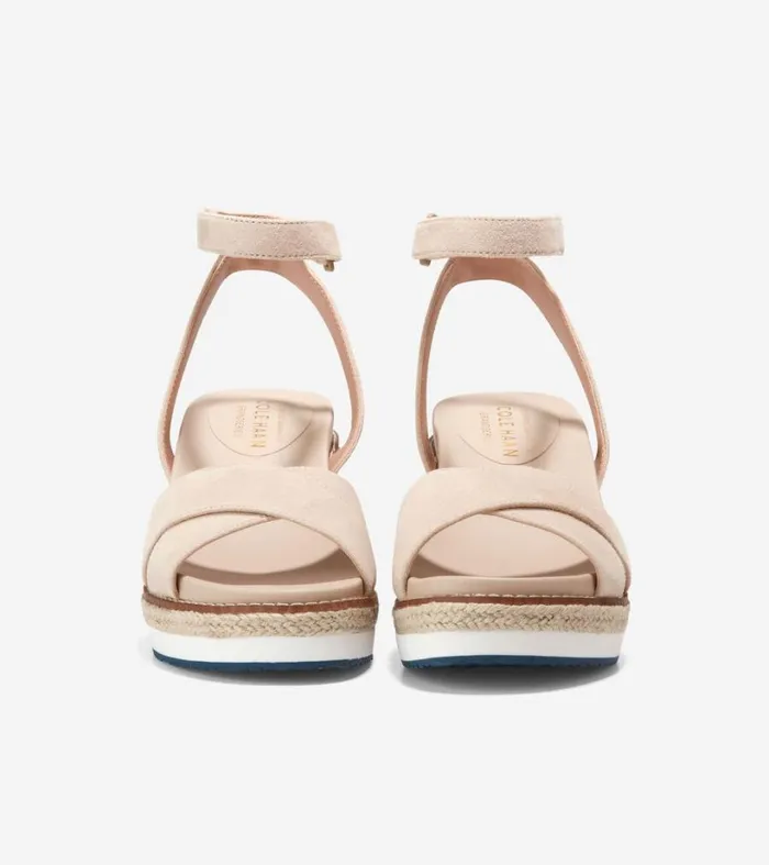 Pumps and Wedges Women Cole Haan Cloudfeel Espadrille Wedge Sandal Sesame Suede
