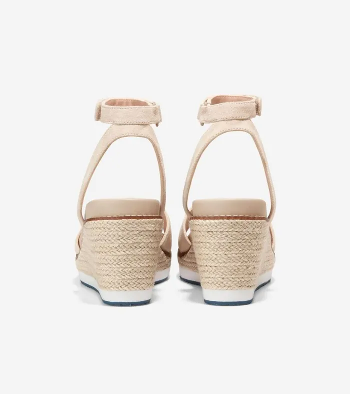 Pumps and Wedges Women Cole Haan Cloudfeel Espadrille Wedge Sandal Sesame Suede
