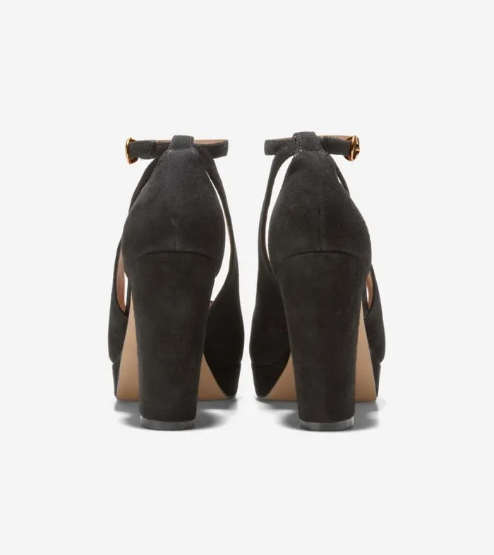Pumps and Wedges Women Cole Haan Remi Platform Ankle Strap Heel Black Suede