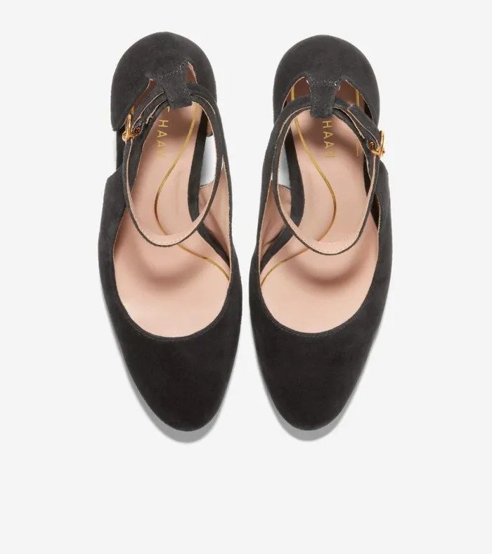 Pumps and Wedges Women Cole Haan Remi Platform Ankle Strap Heel Black Suede