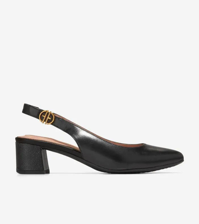 Pumps and Wedges Women Cole Haan The GoTo Slingback Pump 45MM Black Leather