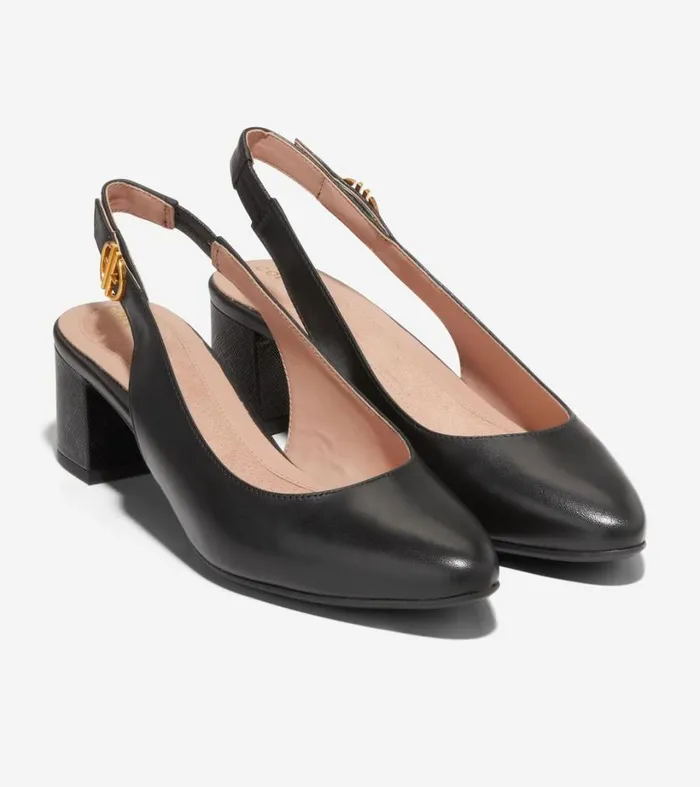 Pumps and Wedges Women Cole Haan The GoTo Slingback Pump 45MM Black Leather