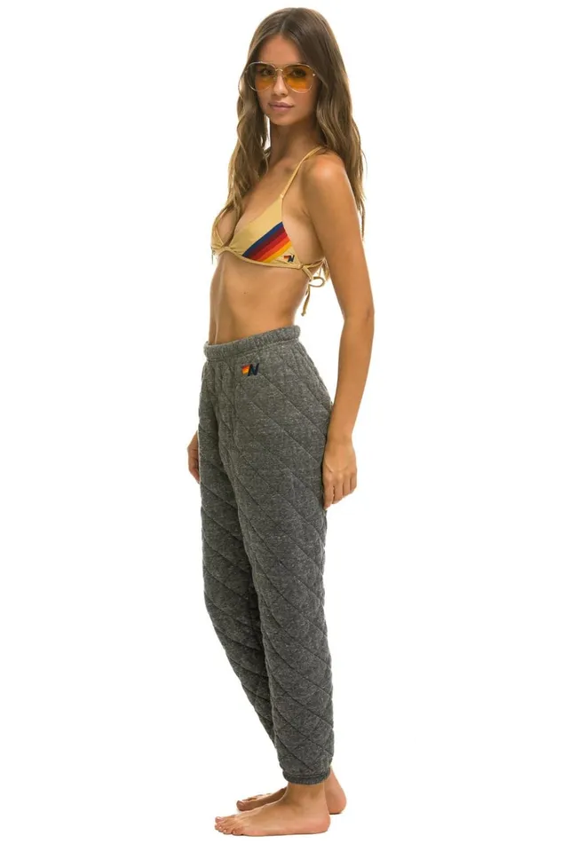 QUILTED SWEATPANTS 8211 HEATHER GREY Women Aviator Nation Sweatpants