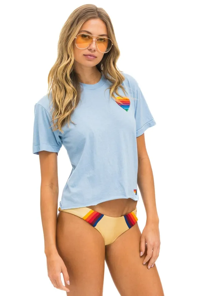 RAINBOW HEART STITCH BOYFRIEND TEE 8211 ICE Women Aviator Nation Boyfriend Tees