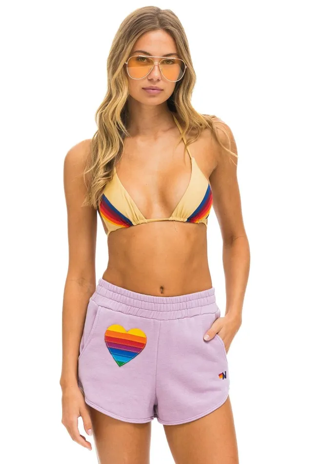 RAINBOW HEART STITCH LOUNGER SHORT 8211 MAUVE Women Aviator Nation Shorts