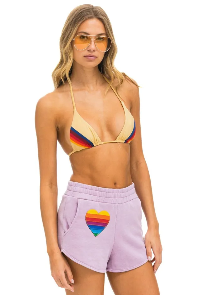 RAINBOW HEART STITCH LOUNGER SHORT 8211 MAUVE Women Aviator Nation Shorts