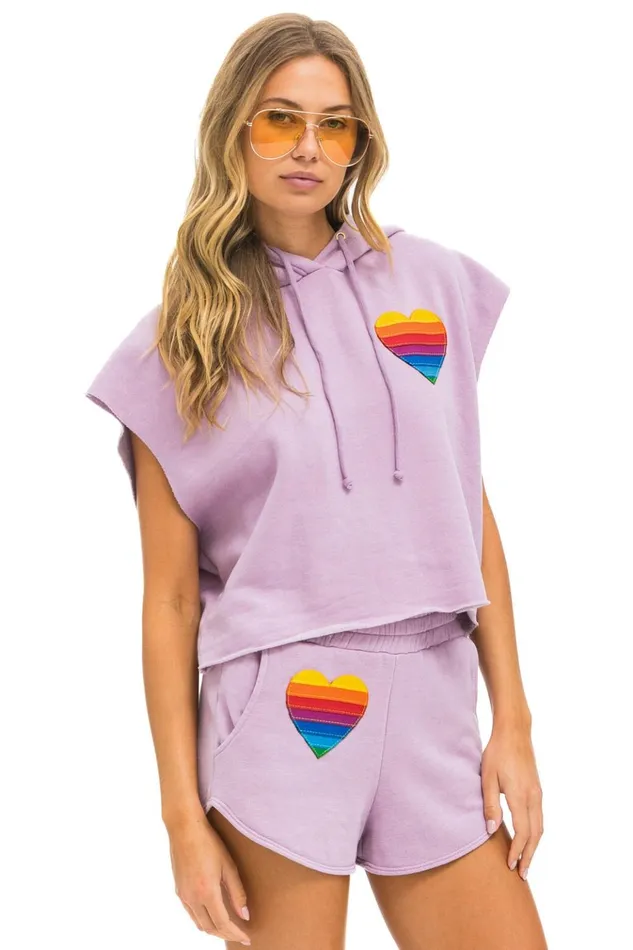 RAINBOW HEART STITCH LOUNGER SHORT 8211 MAUVE Women Aviator Nation Shorts