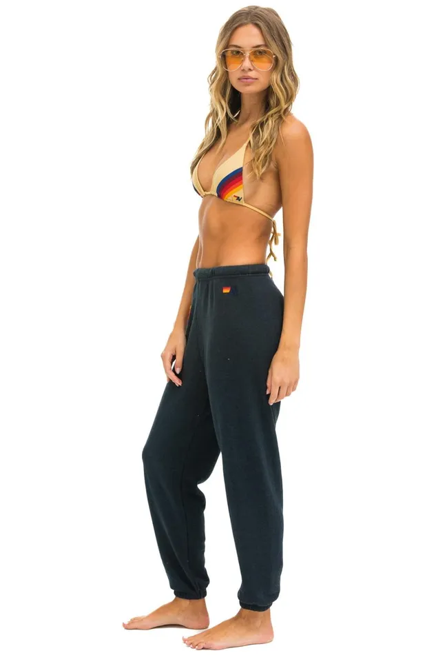 RAINBOW HEART STITCH SWEATPANTS 8211 CHARCOAL Women Aviator Nation Sweatpants