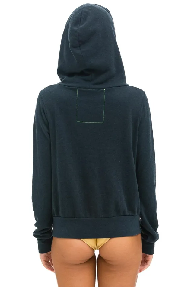 RAINBOW HEART STITCH ZIP HOODIE 8211 CHARCOAL Women Aviator Nation Hoodies