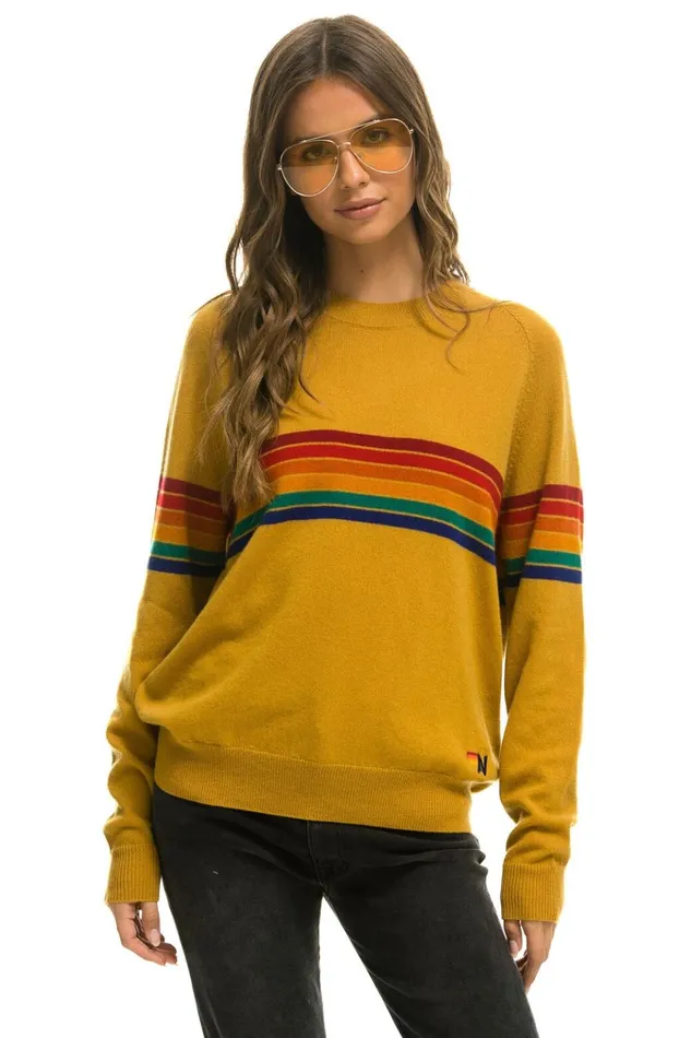 RAINBOW STRIPE 6 UNISEX LIGHT CASHMERE SWEATER 8211 HARVEST Men Aviator Nation Sweatshirts
