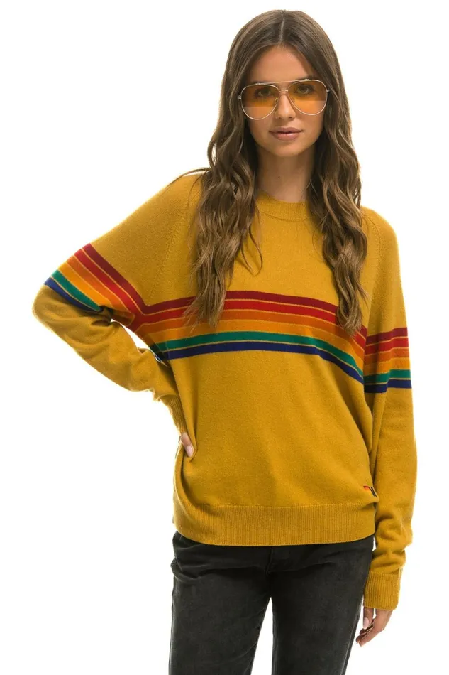 RAINBOW STRIPE 6 UNISEX LIGHT CASHMERE SWEATER 8211 HARVEST Men Aviator Nation Sweatshirts