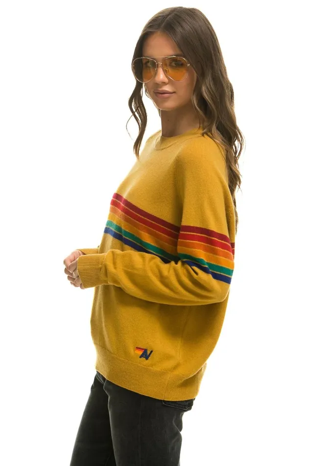 RAINBOW STRIPE 6 UNISEX LIGHT CASHMERE SWEATER 8211 HARVEST Men Aviator Nation Sweatshirts