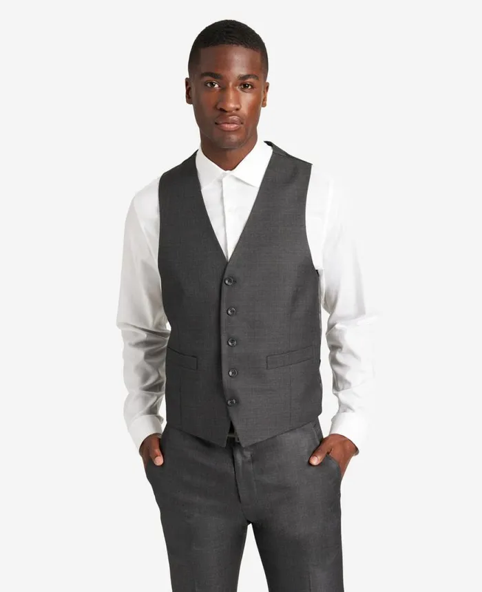 Ready Flex SlimFit Suit Separate Vest Gunmetal Men Kenneth Cole Suits and Suit Separates