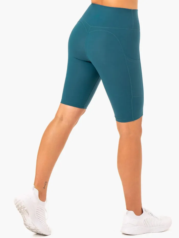 Reset High Waisted Pocket Bike Shorts 8211 Teal Women Ryderwear Gym Shorts