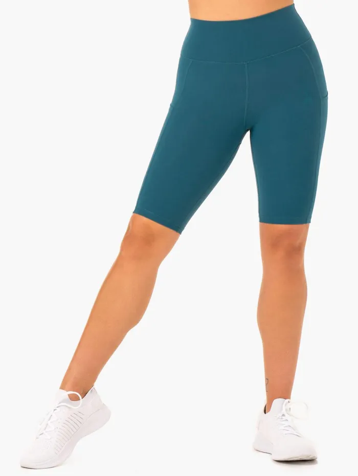 Reset High Waisted Pocket Bike Shorts 8211 Teal Women Ryderwear Gym Shorts