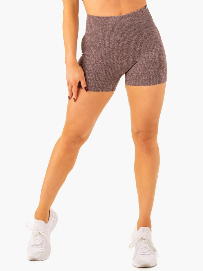 Rib Seamless Shorts 8211 Chocolate Marl Women Ryderwear Gym Shorts