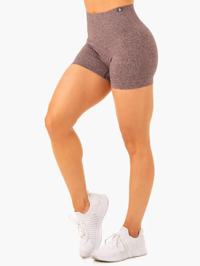 Rib Seamless Shorts 8211 Chocolate Marl Women Ryderwear Gym Shorts