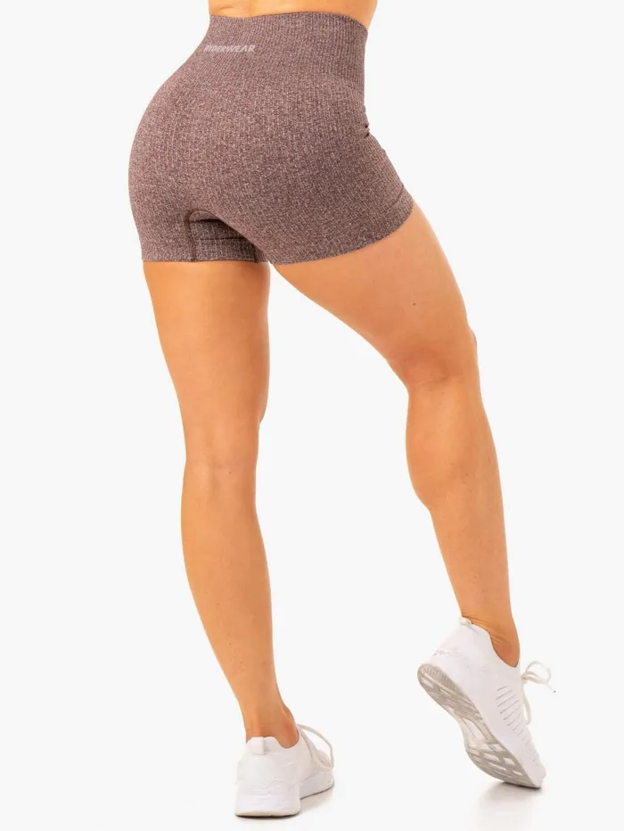 Rib Seamless Shorts 8211 Chocolate Marl Women Ryderwear Gym Shorts