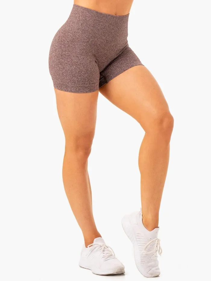 Rib Seamless Shorts 8211 Chocolate Marl Women Ryderwear Gym Shorts