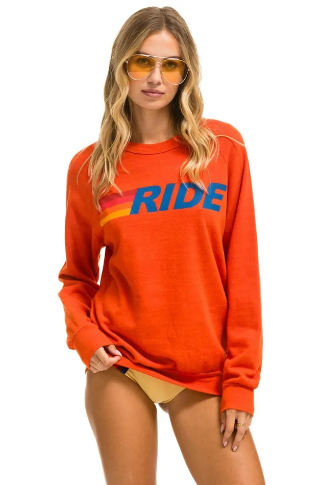 RIDE LOGO CREW SWEATSHIRT 8211 ORANGE Men Aviator Nation Sweatshirts
