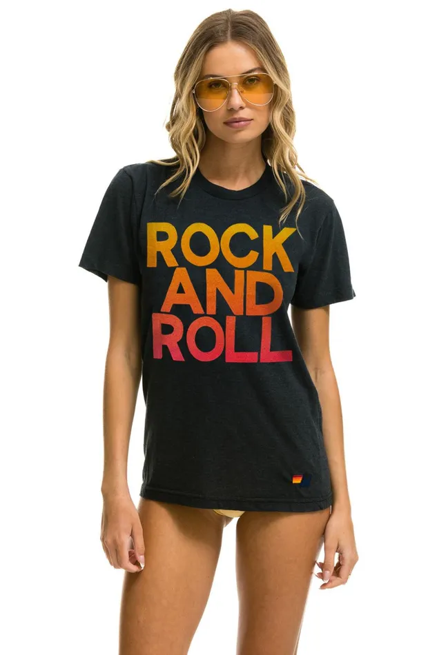 ROCK and ROLL FADE TEE 8211 CHARCOAL Men Aviator Nation Tees