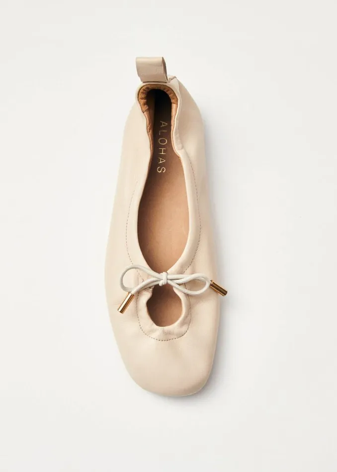 Rosalind Cream Leather Ballet Flats Women ALOHAS Ballet Flats