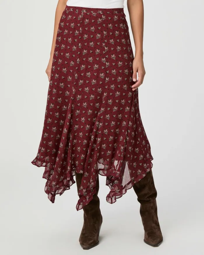 Rotelle Skirt 8211 Oxblood Multi Silk Women PAIGE Skirts Rotelle Skirt 8211 Oxblood Multi Silk Women PAIGE Skirts