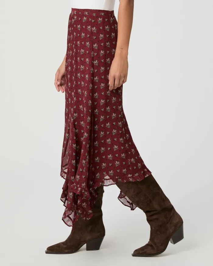 Rotelle Skirt 8211 Oxblood Multi Silk Women PAIGE Skirts Rotelle Skirt 8211 Oxblood Multi Silk Women PAIGE Skirts