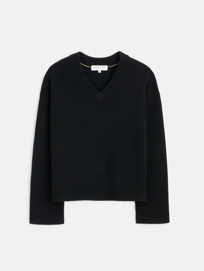 Rowan VNeck In Cashmere Black Women Alex Mill Sweaters