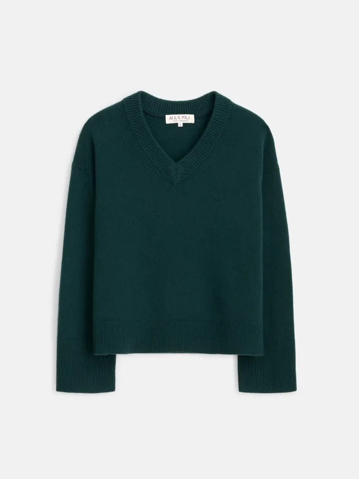 Rowan VNeck In Cashmere Cypress Green Women Alex Mill Sweaters